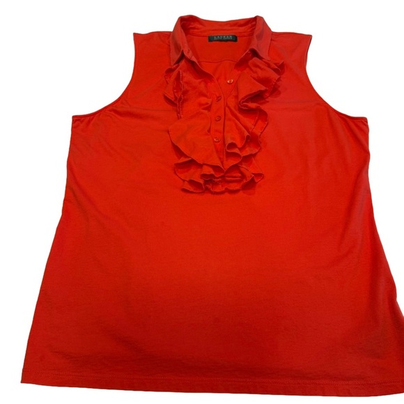 Lauren Ralph Lauren Women’s sleeveless ruffle front cotton top red size large. - Picture 2 of 8